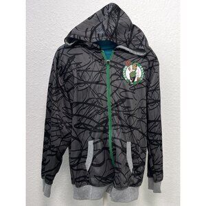 NBA Boston Celtics Youth Boys 18/20 Black/Gray Graffiti Full-Zip HOODIE Jacket